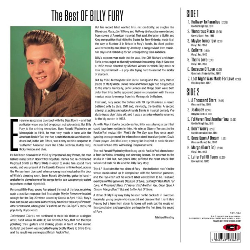 The Best Of Billy Fury - Billy Fury - lp - 5060348583646 - The Vinyl Store