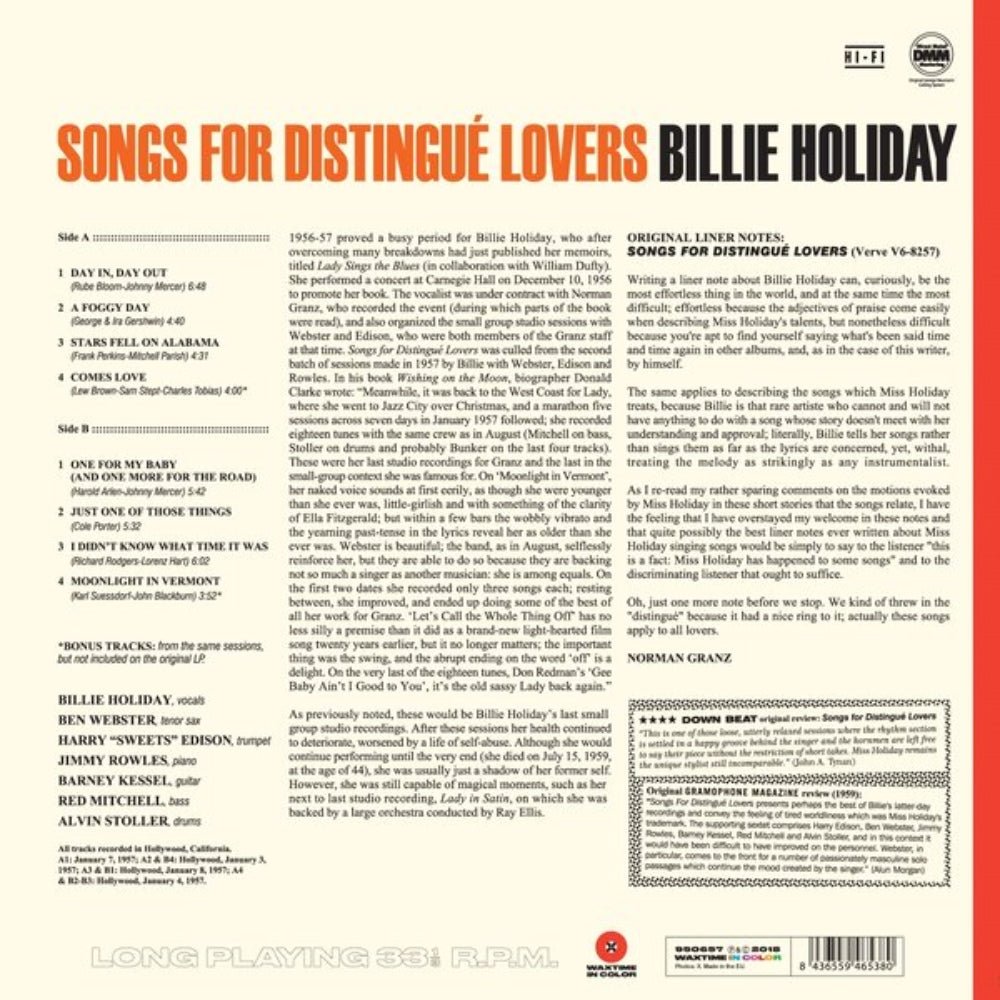 Songs For Distingue Lovers - Billie Holiday - metafield_custom.product_key_info - 8436559465380 - The Vinyl Store