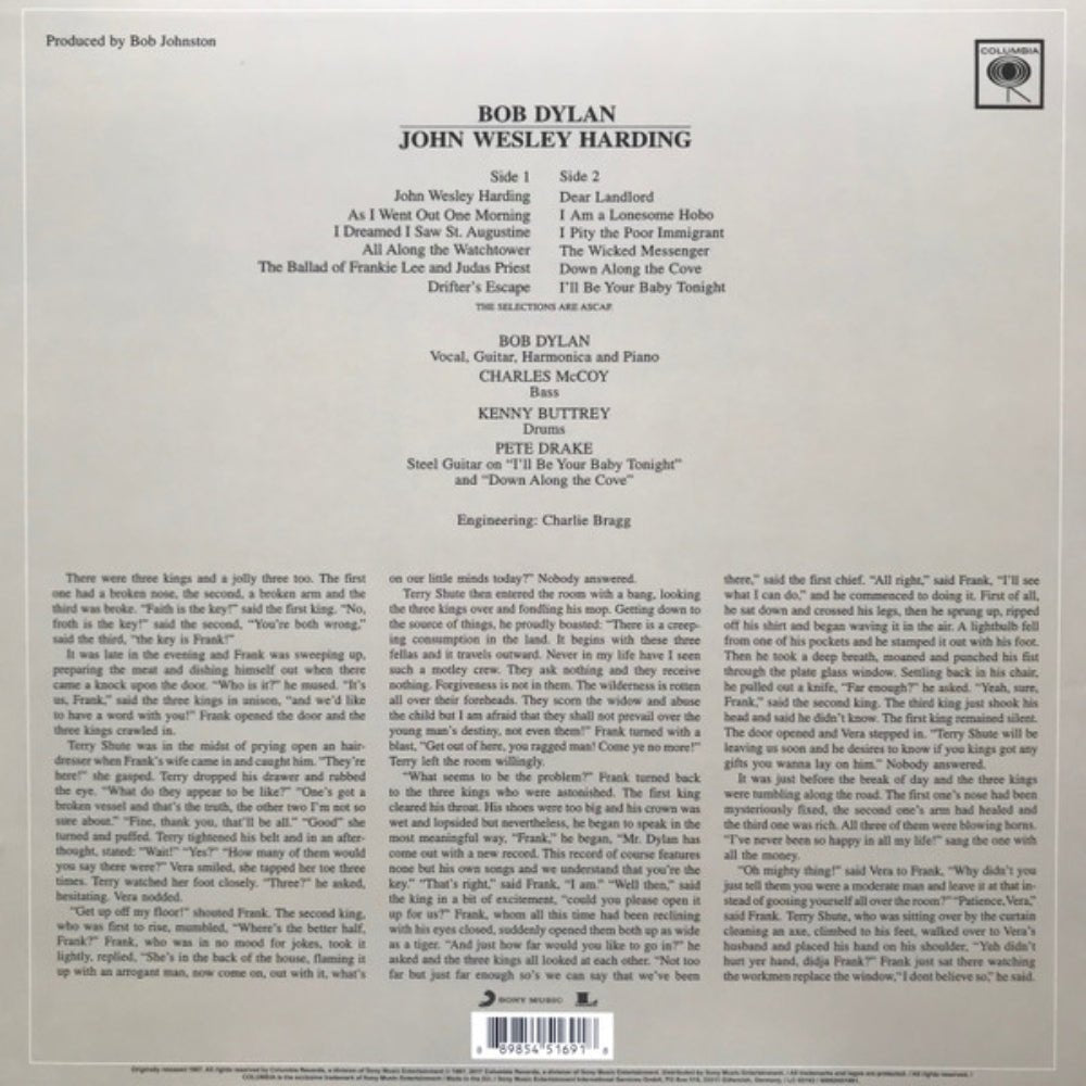 John Wesley Harding - Bob Dylan - metafield_custom.product_key_info - 889854516918 - The Vinyl Store